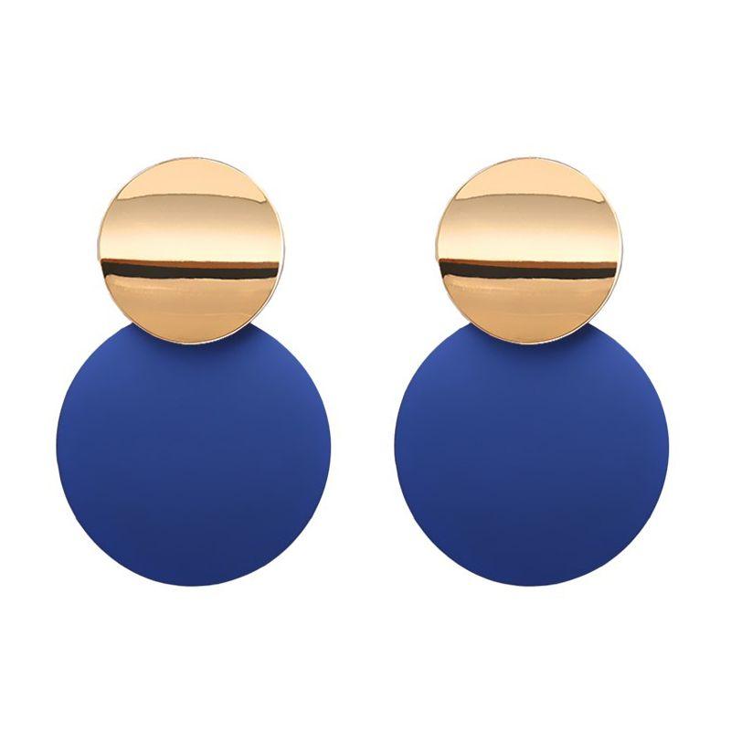 9 Colori Caramella Doppi Cerchi Pendenti in Metallo Charme alla Moda Geometria Lucida Paillettes Statement Brincos per Donne Gioielli Regalo