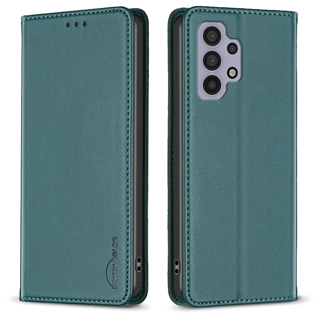 

BINFEN COLOR BF18 Stand Case for Samsung Galaxy A32 5G/M32 5G Leather Phone Cover with Card Slots Green
