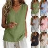 Damen Farbige Baumwoll-Leinen-Camisole Locker Innen Kurzarm Vielseitiges Unterhemd