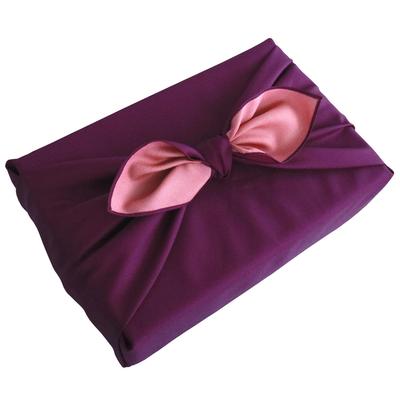 White House Plain Furoshiki On Both 100x100cm with Cherry (Dyed Sides) (Purple Blossoms)
