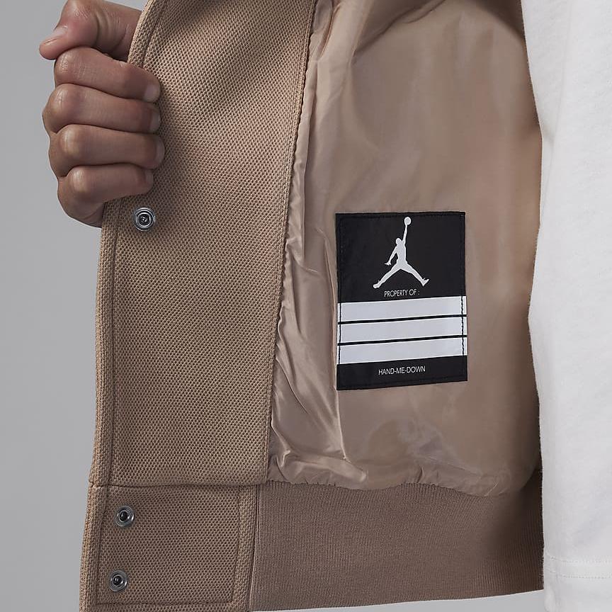 Jordan Color Block Logo Embroidered Casual Long Sleeve Kids Tops Khaki HF2449-200
