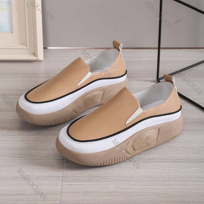 Fashion Women Fashion Loafers Slip-On Vulcanized Shoes Casual Wedge Heel Lightweight Woman Sneakers Thick Bottom Round Toe Sneaker Shoes