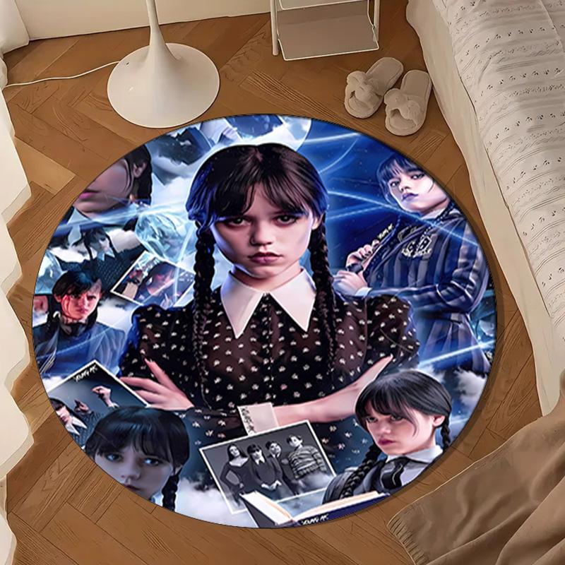 Wednes-day Gothic Family Reunion Round Rug for Livingroom,Bedroom, Palyroom, Chair Rug, Area Rug, Circle Carpet, Large Size Fan Christmas Gift