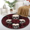 Skulls and Roses Gothic Design Print round rug, living room, bedroom, playroom carpet, non slip floor mat, gift