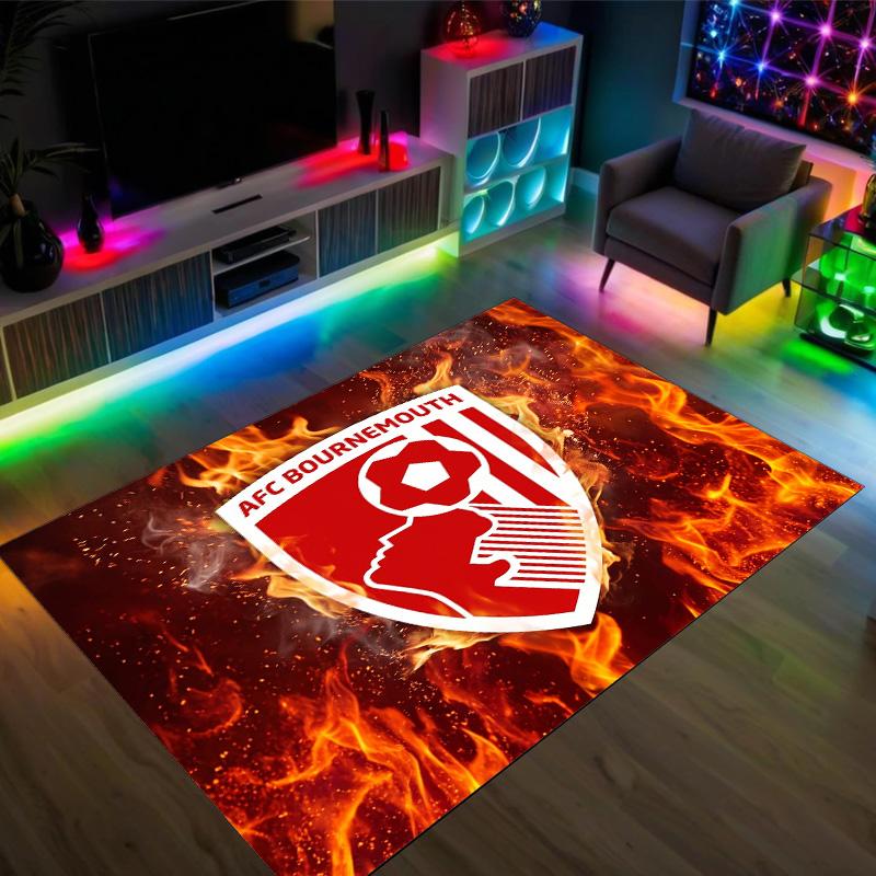 Bournemouth Football Design Crystal Velvet Carpet Cozy Non?Slip Printed Rug For Bedroom Living Room Entrance