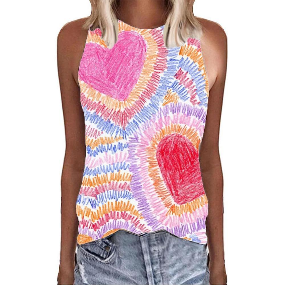 

3D printed vest summer women s round neck vest 5XL