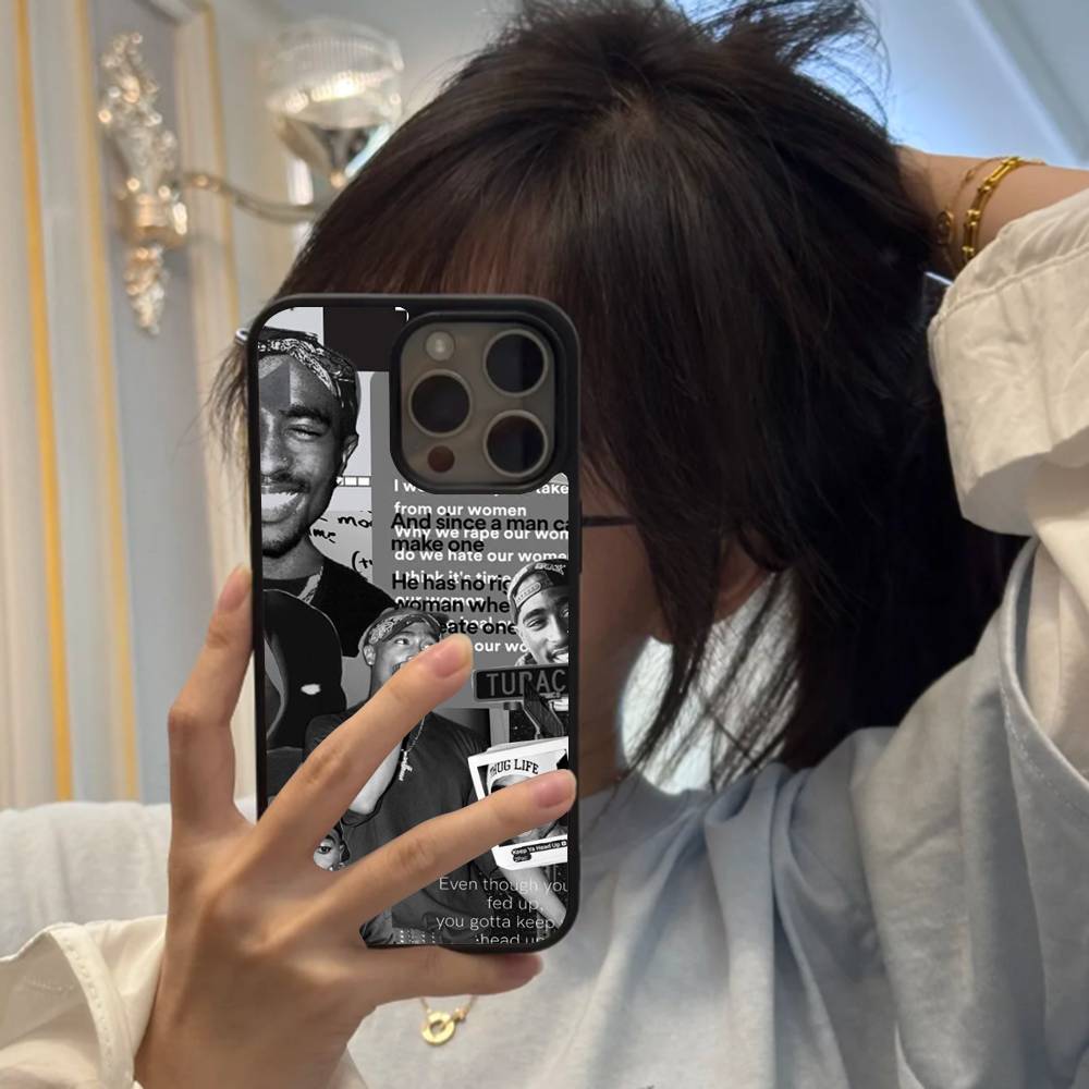 

Rapper 2Pac Singer Tupac Black Silicone Hard Plastic Phone Case For Iphone 17 Air 16 15 14 13 12 11 Pro Max PC TPU iPhone 12