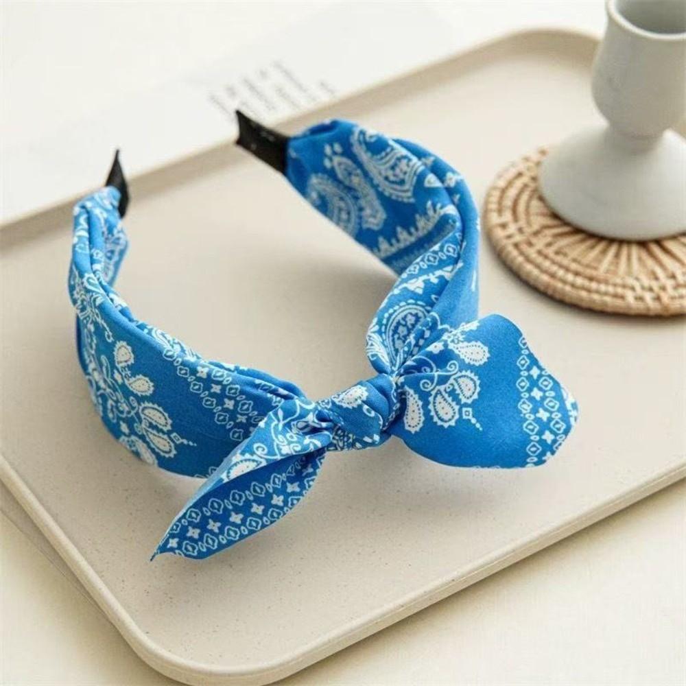 Bow Knot Women's Wide Headband Printed Hair Hoop Headwear Trendy Retro Polka Dot Hairband  Girls
