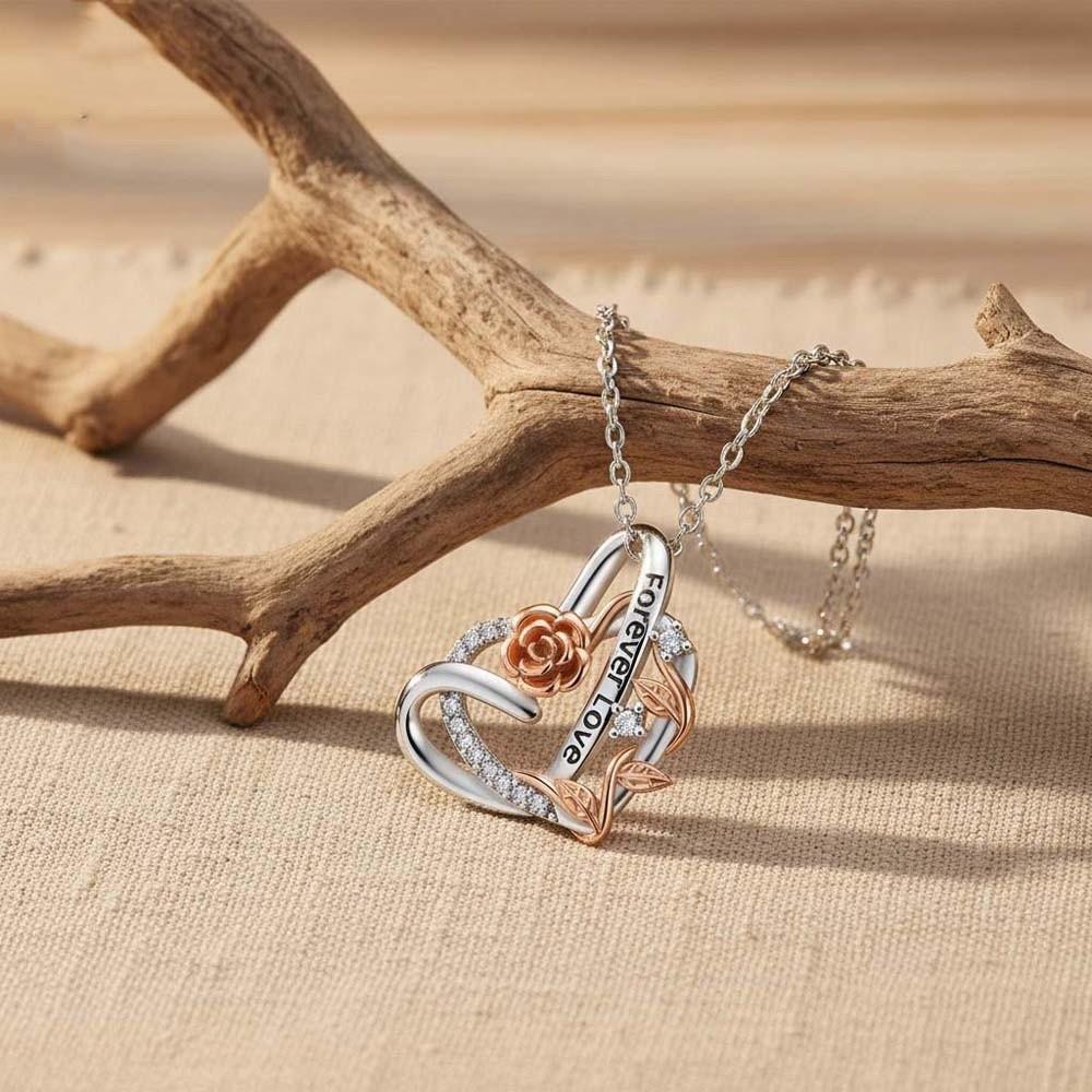 Rhinestone Heart Rose Necklace Neck Accessories Valentine's Day Clavicle Chain Wedding Anniversary