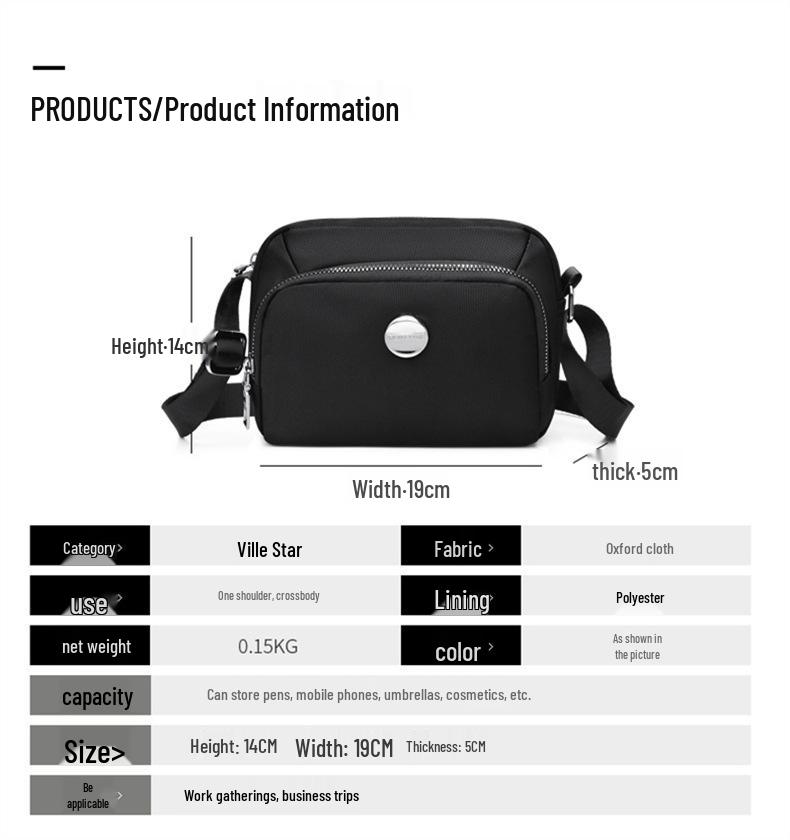 Waterproof Oxford Cloth Women's Crossbody Handbag - Casual Classic Style