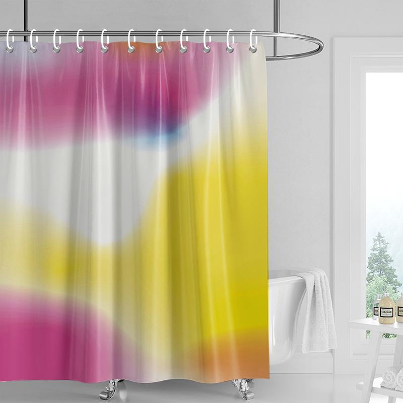 Abstrakter Aquarell-Duschvorhang - Blau & Lila Pinselstrich-Design, Wasserdicht mit Ösen, Moderne Badezimmerdekoration