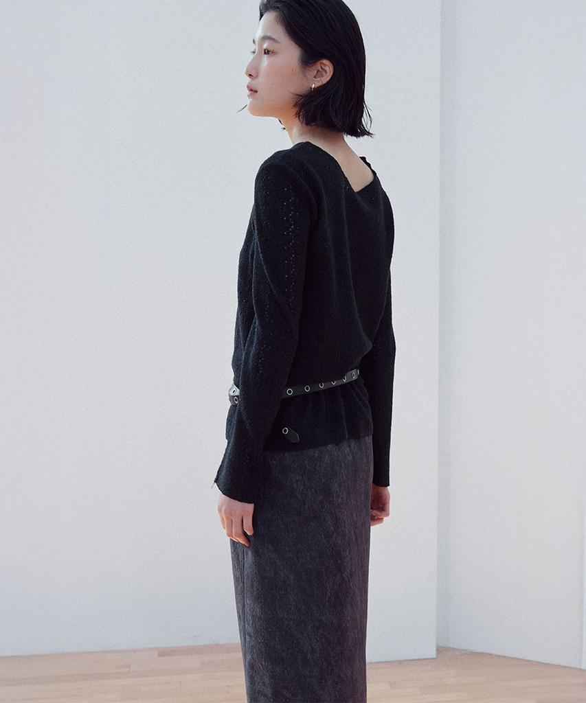Yutosiseu Suede Midi Skirt(Charcoal)