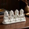 Artistic Tabletop Centerpiece 4-in-1 Mini Buddha Statue, See Hear Speak No Evil And Phone, 3D Printed Trendy Office Gadgets Zen Monk Feng Shui