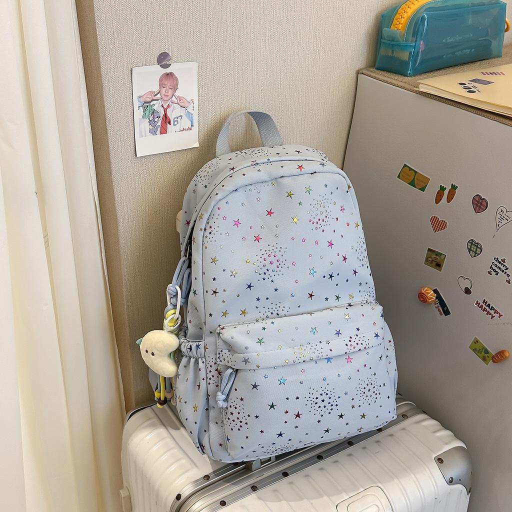 Schoolbag Macaron Series Colorful Star Hot Print Sweet Backpack for Middle School Students for Class Vitality and Youthful Double Shoulder Bag