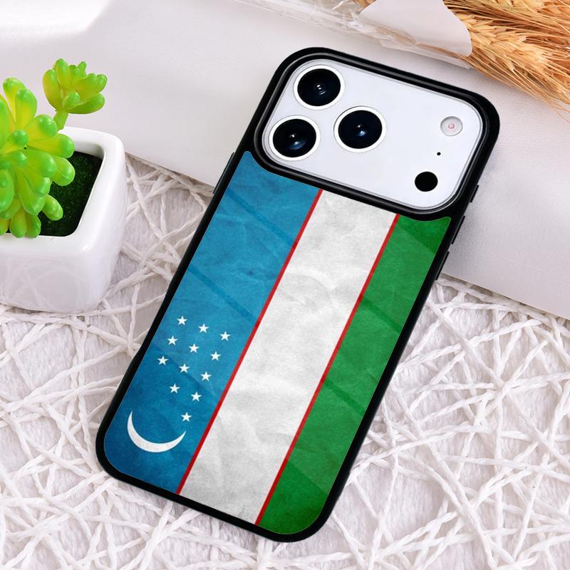 Uzbekistan Flag Coat Of Arms Shockproof Phone Case for iPhone 17 Air 16e 15 11 12 14 13 Pro Max Cover Coque