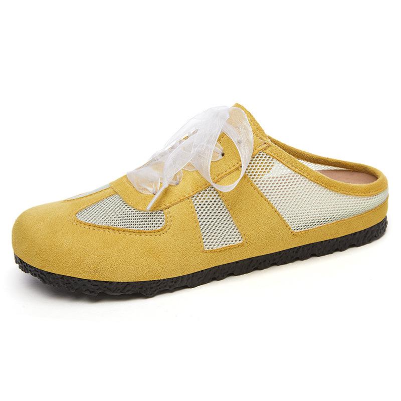 Baotou Half Slippers Women's Summer Mesh Breathable Casual Women's Shoes German Training Shoes One Pedal Fashionable Flat-bottomed Home Single Shoes