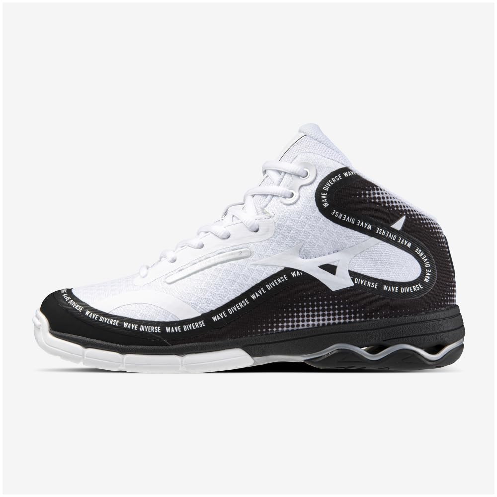 Mizuno Wave Divers DE 2 Fitness Size 2E Shoes, Indoor, Studio, Gym, Exercise, White/Black/Light Gray, 23.0 cm,