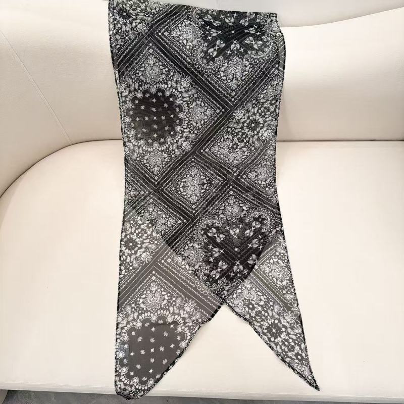 Retro polka dot thin silk silk scarf women's new high-end green neck scarf headband decorative belt