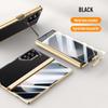 Galvanisierte Federgelenk-Schutzhülle aus echtem Leder und gehärtetem Glas für Samsung Z Fold 6 Galaxy Z Fold6 Rundumschutzhülle