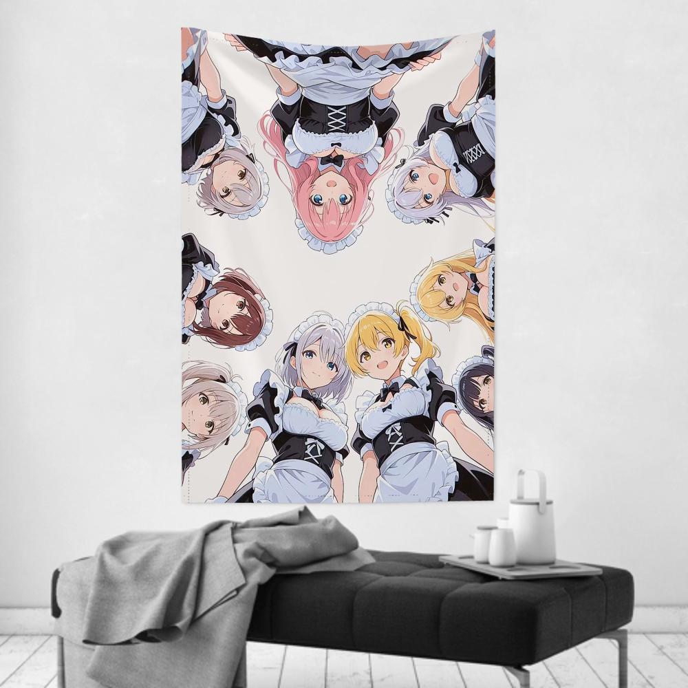 Maid Girl Cute Anime Tapestry Room Decor Wall Cloth Party Hanging Background Room Decor Baby Room