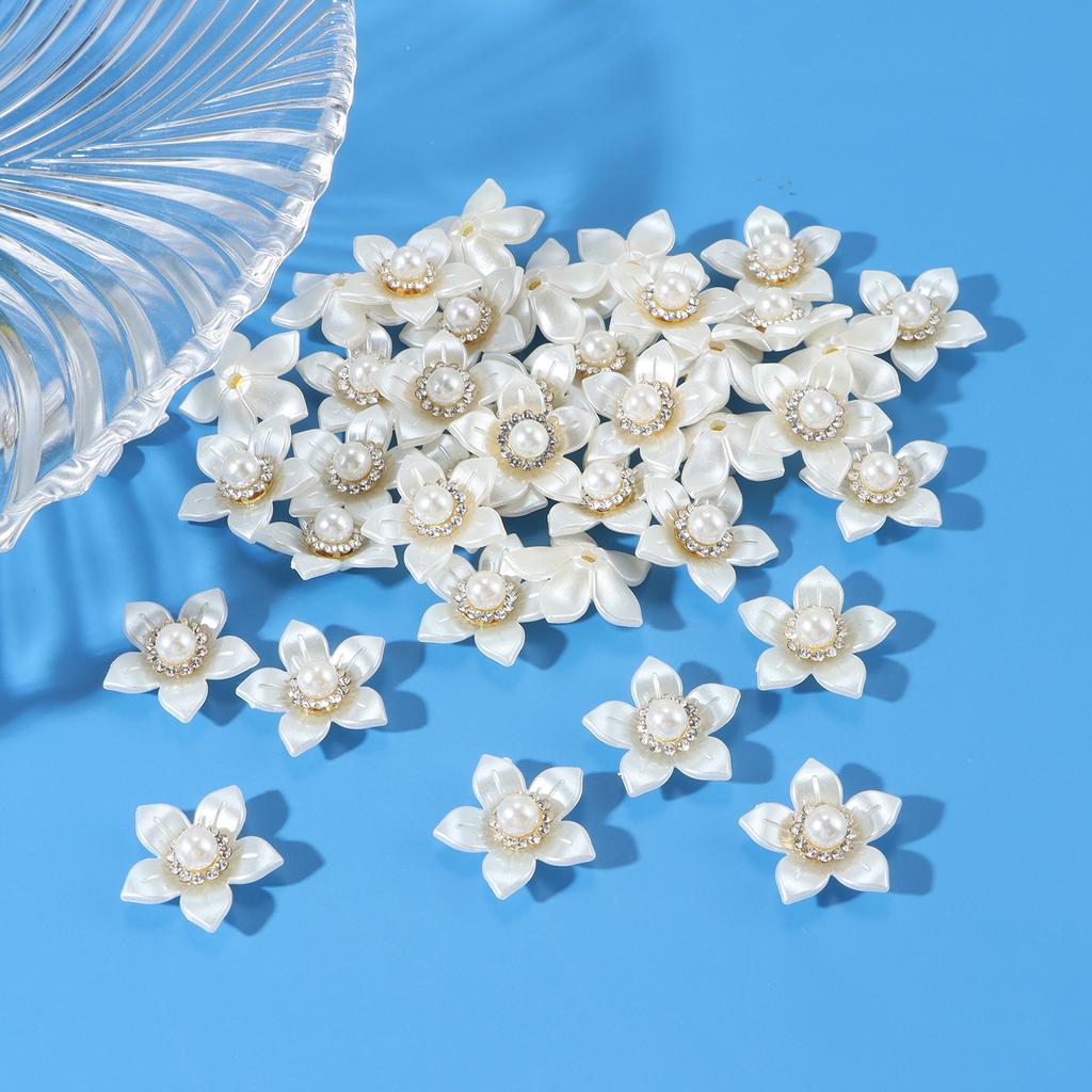 New 50pcs oversized gold background with diamond pearl flowers, DIY earrings, necklaces, headwear, jewelry making crafts