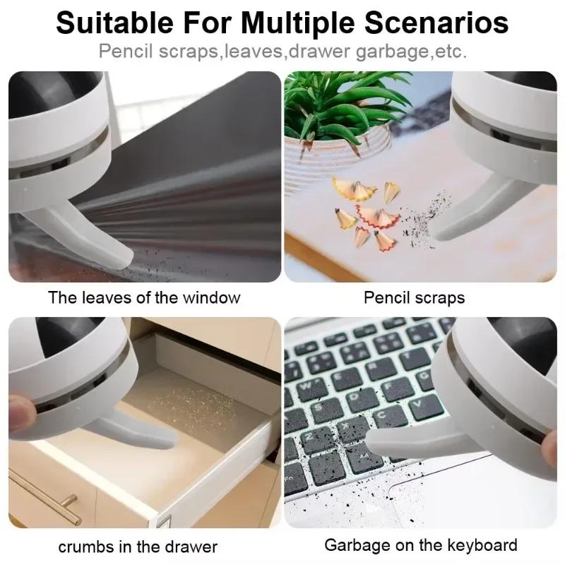 Portable Mini USB Handheld Vacuum Cleaner for Desk Table Dust Hair Crumbs - Fast Quiet Desktop Sweeper Cleaning Tool