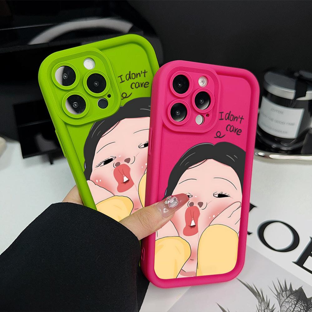 Amazon hot-selling iphone17 mobile phone case pouty funny 14 matte silicone case apple 16promax soft case