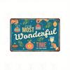 Vintage Christmas Tin Sign It's the Most Wonderful Time of the Year Retro Metal Wall Art Festive Holiday Home Kitchen Decor