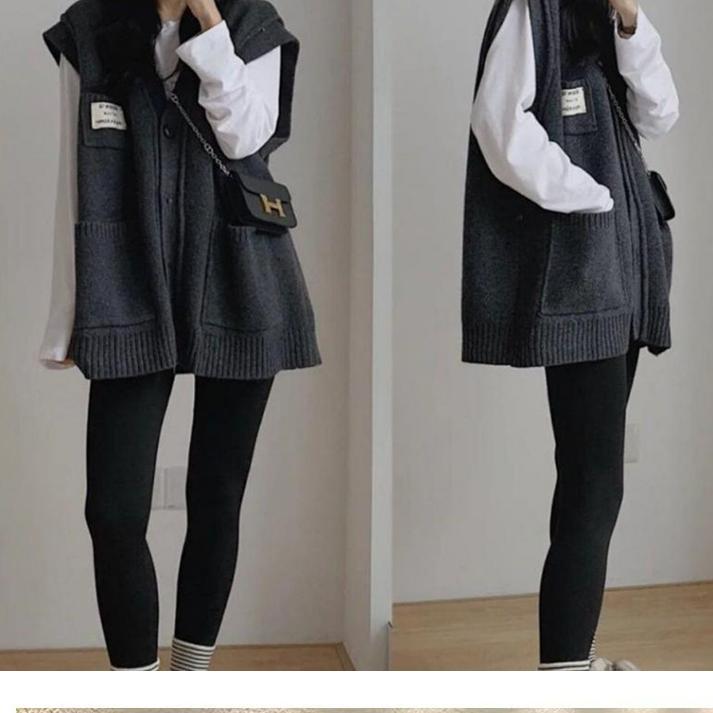 Knitted Cardigan Vest Women's Autumn and Winter Stacked Sweater Outer Wear Vest Jacket