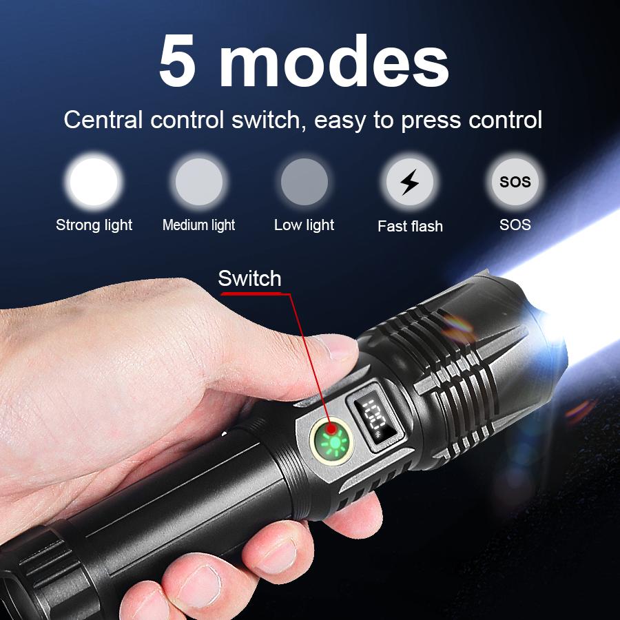 1000000 hohe Lumen Super Power Taschenlampe Wiederaufladbare Tragbare Taschenlampe Wasserdichtes Licht Camping Angeln Laterne