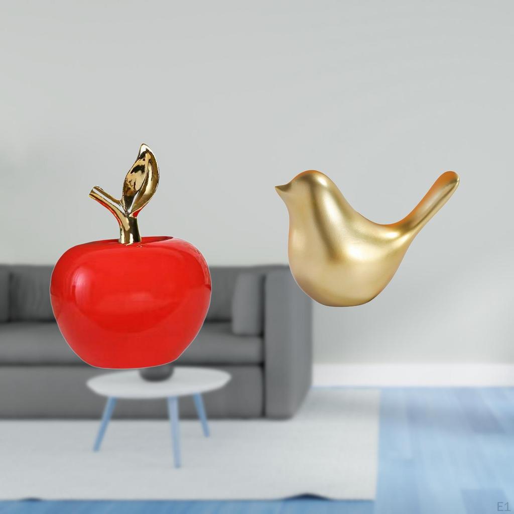 Ceramic And Golden Birds Figurine Sculpture Ornament for Modern Home Decoration Study Room Cafe