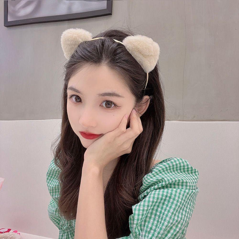 Women Hair Hoop Plush Hair Band Thin Cat Ears Headband Sweet   Student