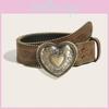 Shaped Heart Retro Rivet Belt Pu Leather Alloy Snap Closure Men Streetwear Teens