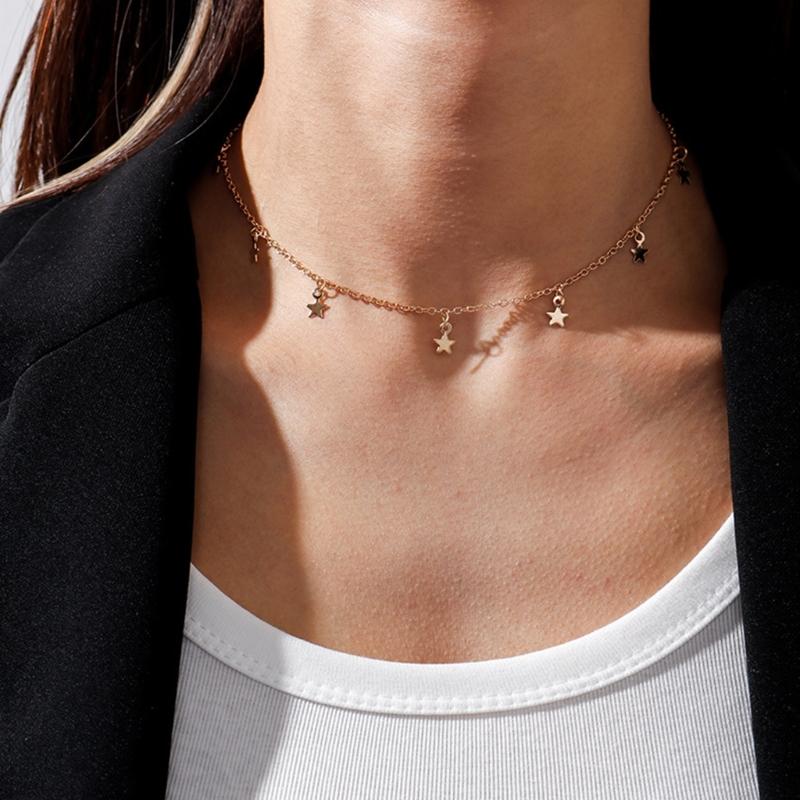 Star Necklace Pendant Chain Necklace Star Pendant Collar Clavicle Star Pendant Necklace Alloy Material for Women Girls