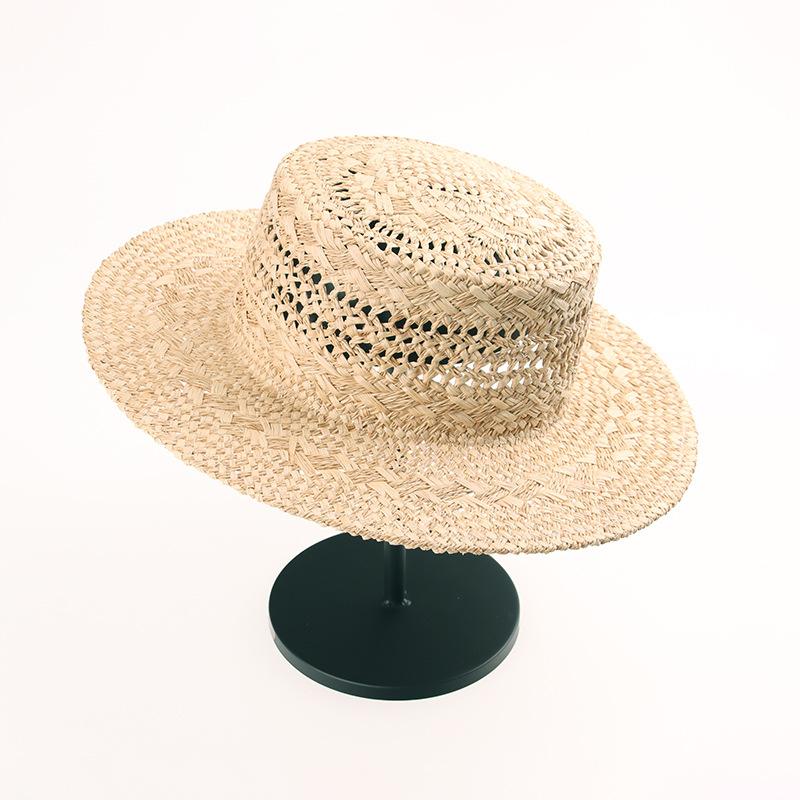 Summer New Daily Leisure Lafite Straw Hat Hand-woven Flat-top Hollow Straw Hat Outdoor Sun Protection Straw Hat