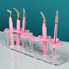 Eyelash Tweezer Holder 8 Hole Pink Thickened Plastic Lash Extension Tweezers Stand for Beauty Salon