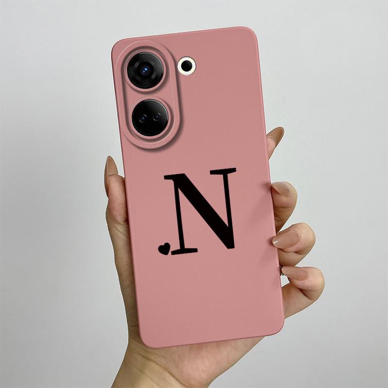 Case For Tecno Camon 20 Pro 4G Cute Initial Letters Liquid Soft Silicone Cover Shell For Tecno Camon 20 Pro CK7n CK6 CK6n Coque