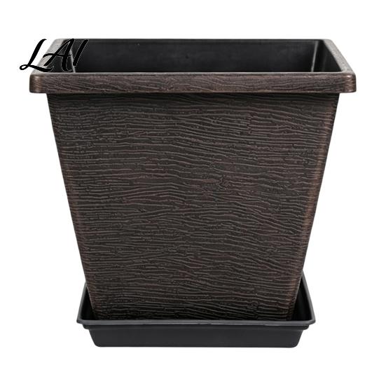 Succulent Herb Planters Square Resin Planter 10 Inch Large Plant Pot with Drainage Hole Modern Flower Pots for Living Room Decorative Garden Saucer