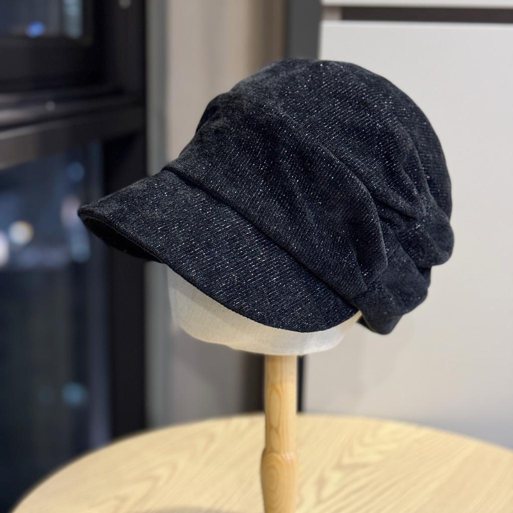 Korean Style Irregular Pleated Bright Silk Cloud Equestrian Hat for Women In Autumn and Winter New Versatile Casual Face Showing Beret