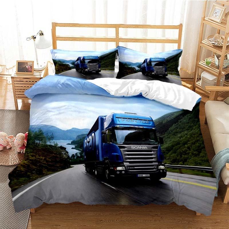 Scania Truck Duvet Cover Set 3D Print Soft Comforter Cover Microfiber Bedding Set Trendy Truck Quilt Cover For Room Decor 2/3Pcs