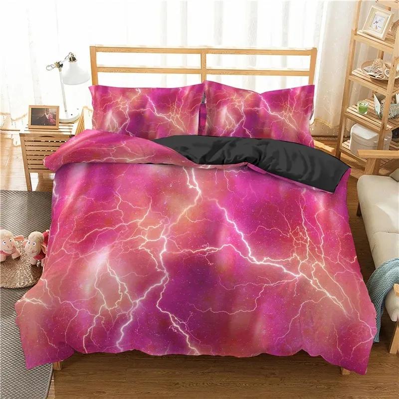 Lightning Bedding Set Natural Phenomenon Black Duvet Cover Set For Bedroom Bed Quilt Cover Corlorful Bedspread