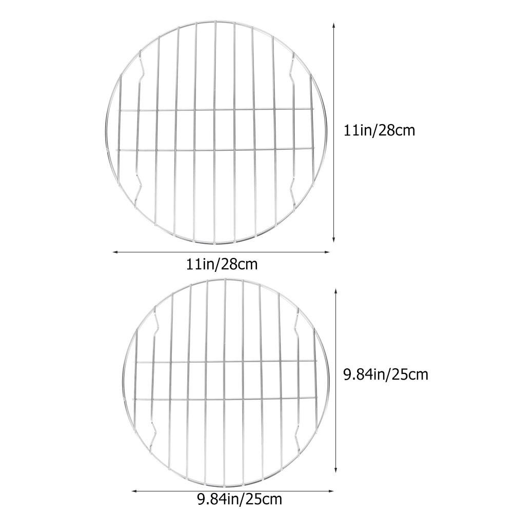 2 stuks Roestvrij Staal Barbecue Stand Roestbestendig Rond BBQ Rek voor Buiten Vlees Vis Groente Grillen Gereedschap