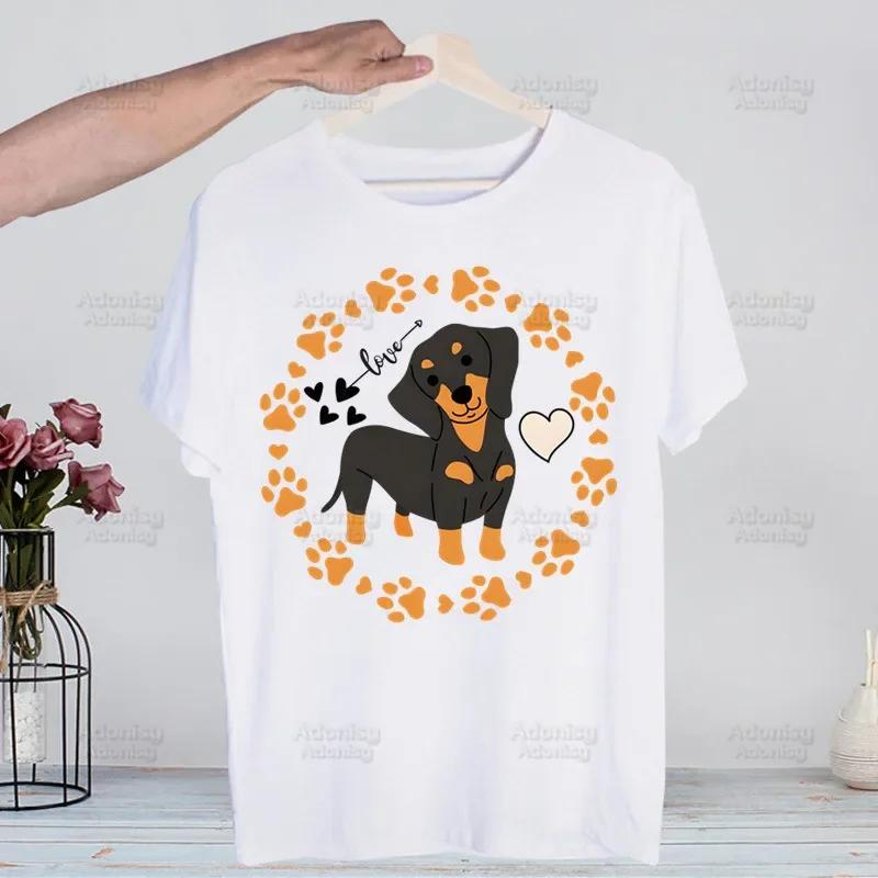 Dachshund Teckel Funny Cute Dog Animal Funny T Shirt Men New Casual Short Sleeve Tshirt Homme Manga Unisex T-shirt Tees