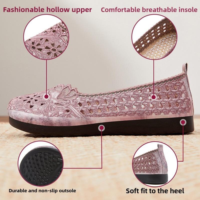 Women's shoes with soft soles, breathable Hanfu shoes in spring and autumn, fabric shoes, women's ethnic style embroidered shoes