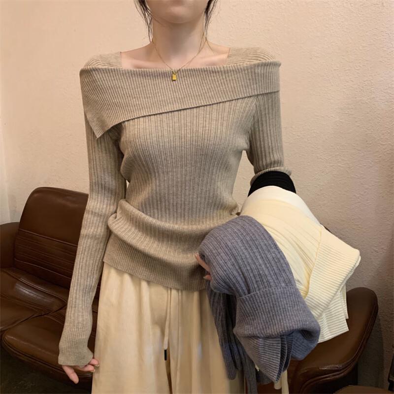 Women's French Style Knitted Long Sleeve Sweater Top