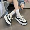 Neue 2025 Herbst Leder Mode dicksohlige Schnür-Freizeitschuhe Damen kleine höhenverstärkende Board-Schuhe Damen weiße Schuhe
