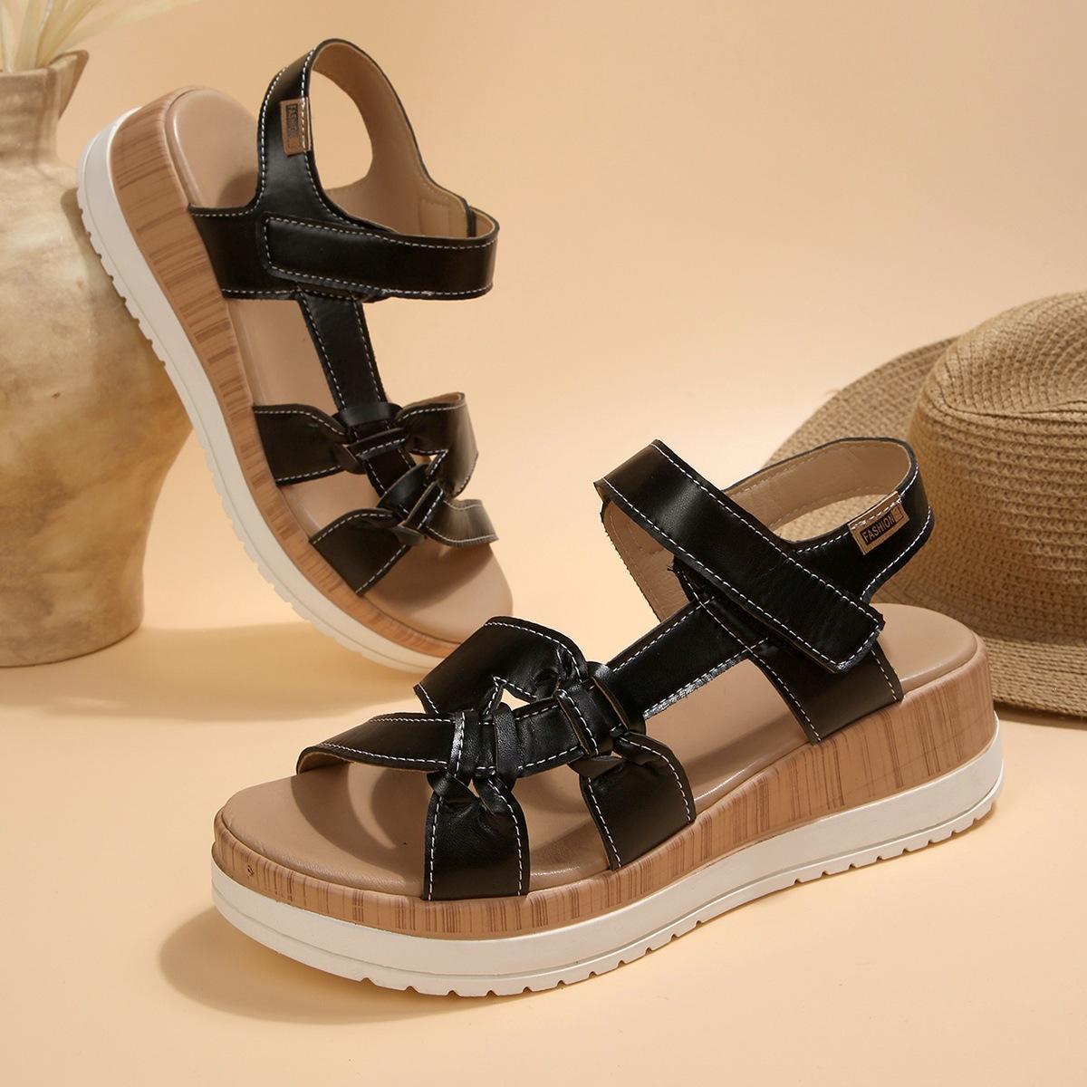 

Women s Open Toe Buckle Ankle Strap Summer Platform Wedge Sandals Comfortable Non-Slip Walking Sandals Beach Shoes for Women Casual Dressy Shoes 36 чёрный