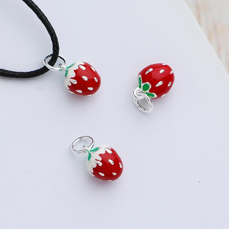925 Silver Earring DIY Jewelry Accessories Small Red Pendant Base Charms for Woman Jewelry Bracelets Accessories