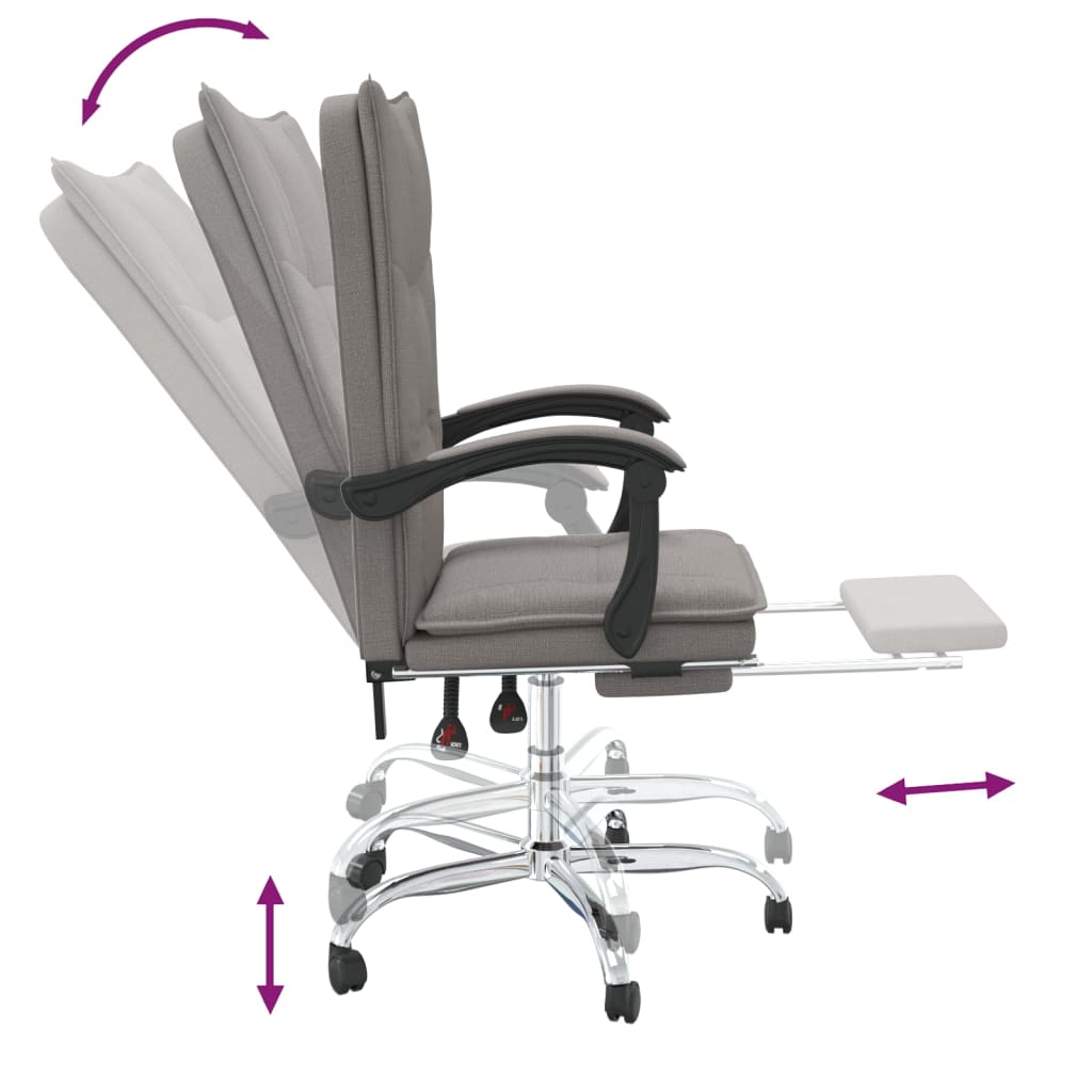 Office Chair with Reclining Function Taupe Fabric
