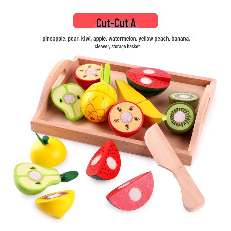 Wooden Play Kitchen Set: Cutable Fruits & Vegetables for Kids